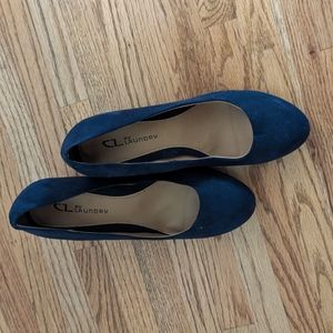 Chinese Laundry Navy Blue Suede Wedge Pumps 9M